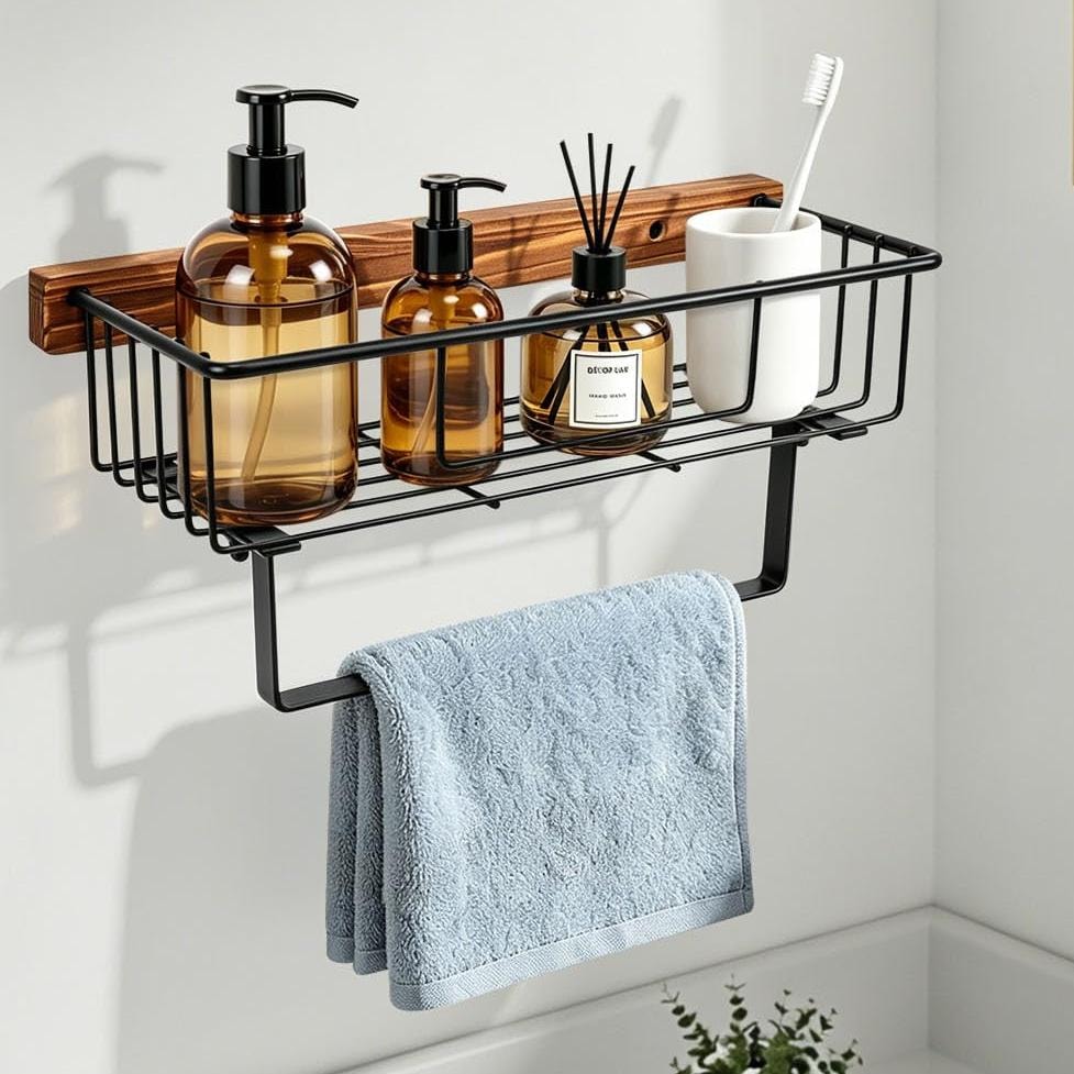 Hand Towel Holder With Storage Basket