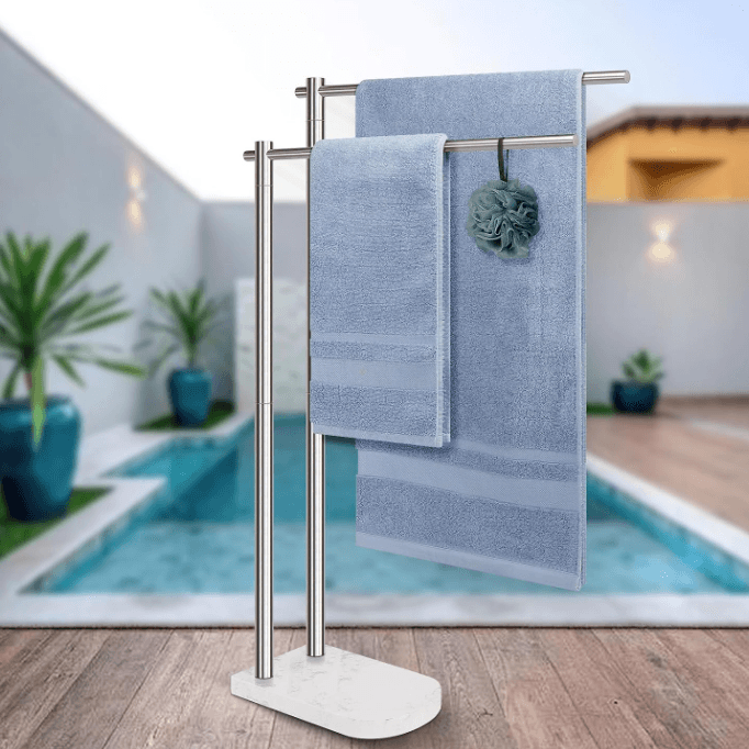 Standing Towel Rack With Marble Base